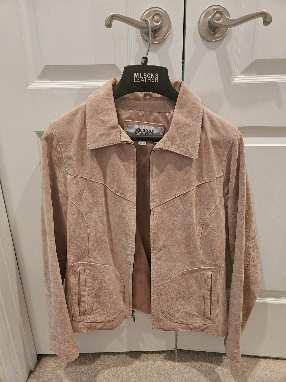 Wilsons Leather Blush Pink Suede Zip Jacket